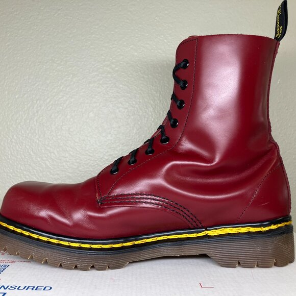 90's Vintage Square Toe Dr. Martens US 9 boots England 1460 cherry red oxblood - Picture 5 of 15